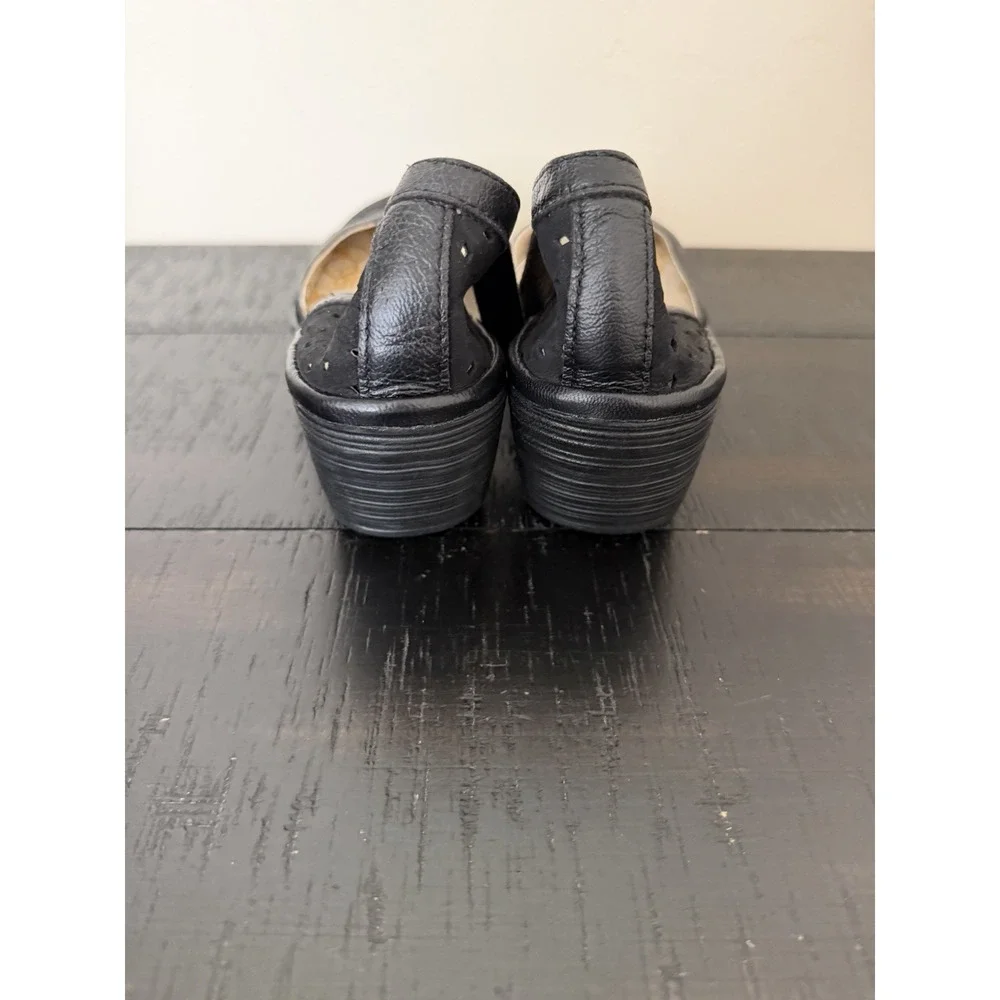 Fly London Then Cupido Black Wedges Size EU 38 US 7.5 Comfort Casual Work Office